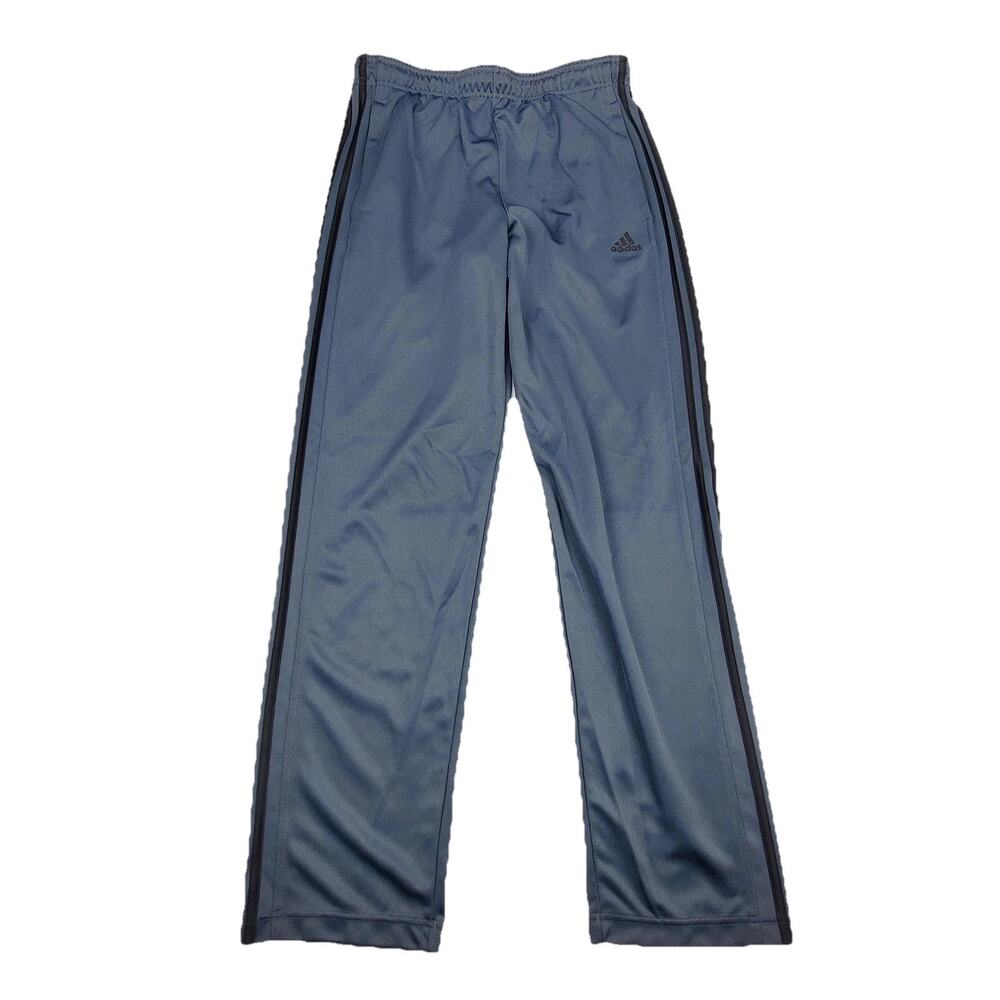 Adidas Track Pants Mens Medium Blue 3 Stripe Elastic Waist Athletic Pockets